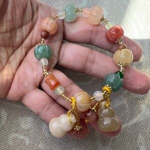 real jade Multicolor Beaded Bracelet with charms